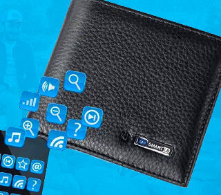LBSmartWallet, Anti-Lost Wallet with Alarm, Bluetooth, Position Record (via Phone GPS), Bifold Cowhide Leather Purse