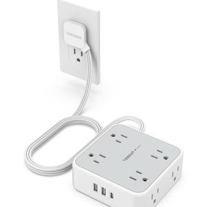 Surge Protector Flat Plug Power Strip, 8 Outlets