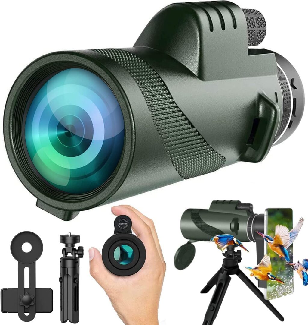 80x100 High Powered Monocular Telescope with Adapter