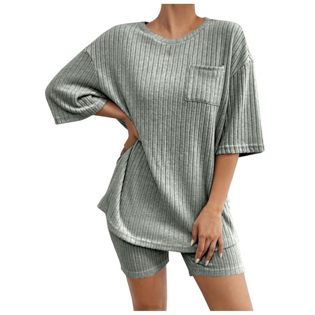 Women's 2 Piece Ribbed Lounge Set