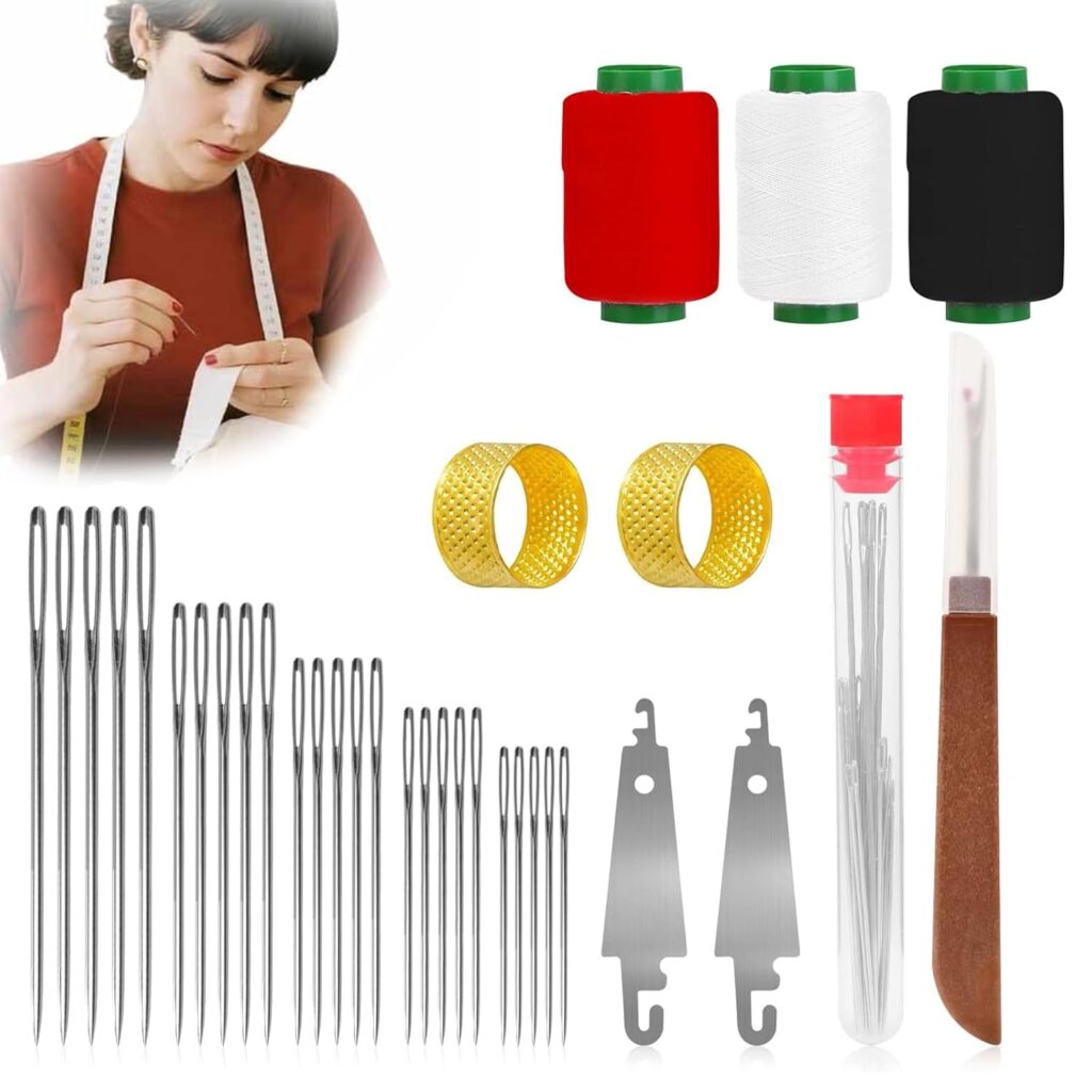 34PCS Big Eye Steel Sewing Needles Kit