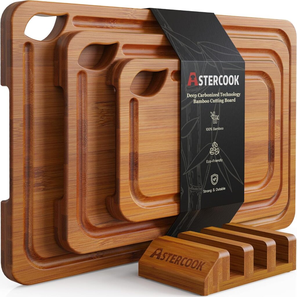 Bamboo Cutting Boards with Storage Stand