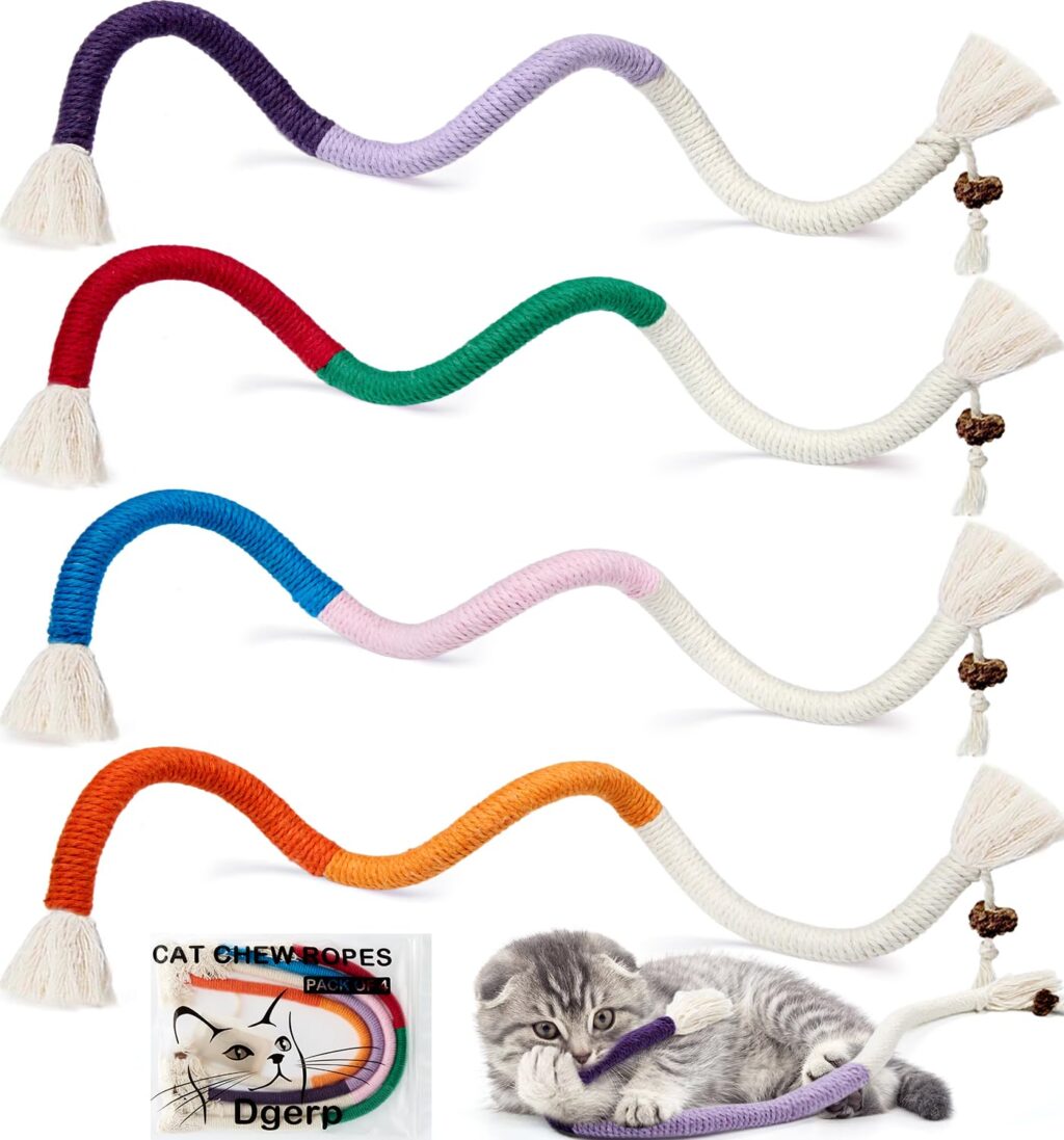 4Pcs Cat Chew Ropes with Catnip